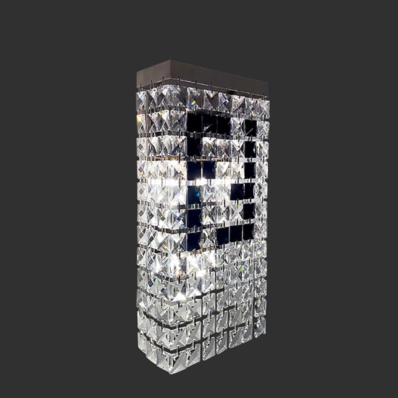Rectangular Steel Crystal 3-Light Wall Sconce Lamp