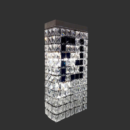 Rectangular Steel Crystal 3-Light Wall Sconce Lamp