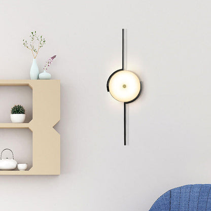 Light Geometric Round Clock Design 1-Light Wall Sconce Lamp