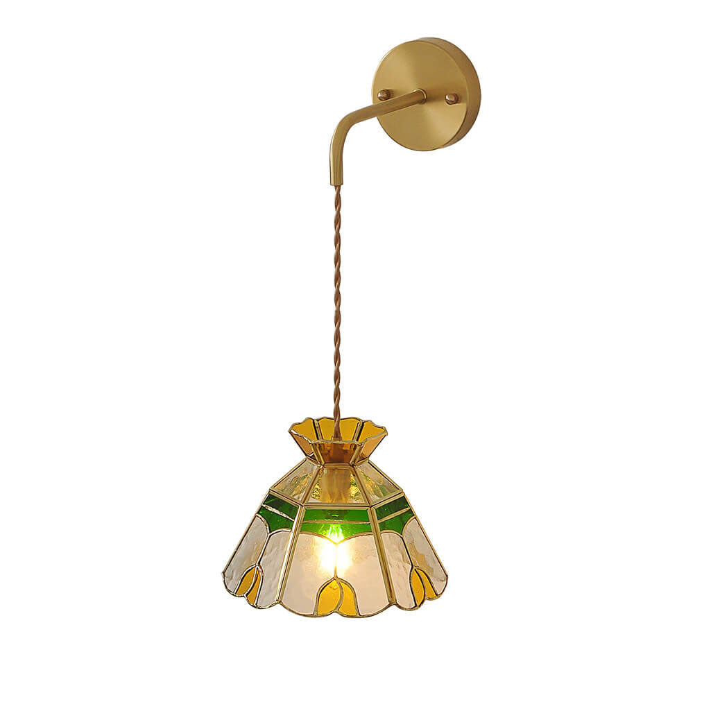 Stained Handmade Glass Tulip Cone 1-Light Wall Sconce Lamp