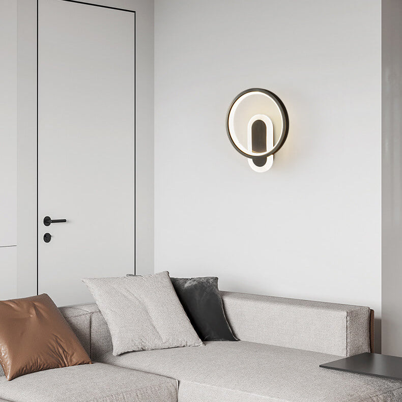 Copper Acrylic Geometric Circle Ring LED Wall Sconce Lamp