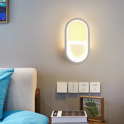 Iron Silicone Elliptical Circular Arc LED Wall Sconce Lamp