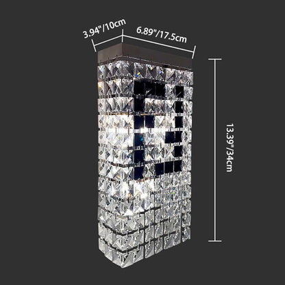 Rectangular Steel Crystal 3-Light Wall Sconce Lamp