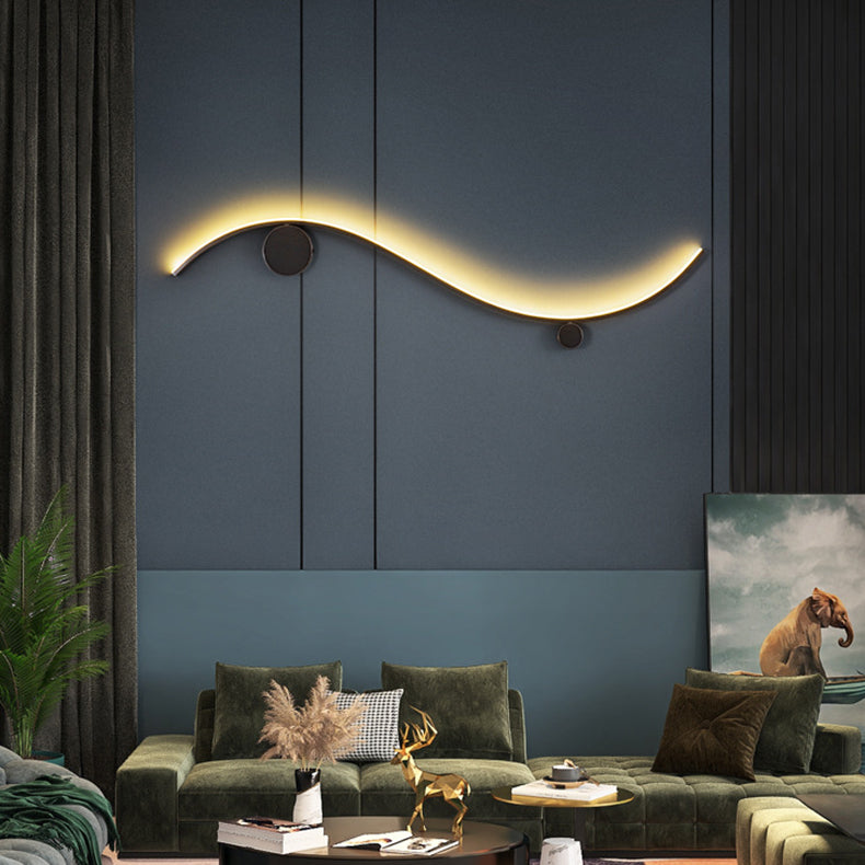 Copper Silicone Line Wave Circle LED Wall Sconce Lamp