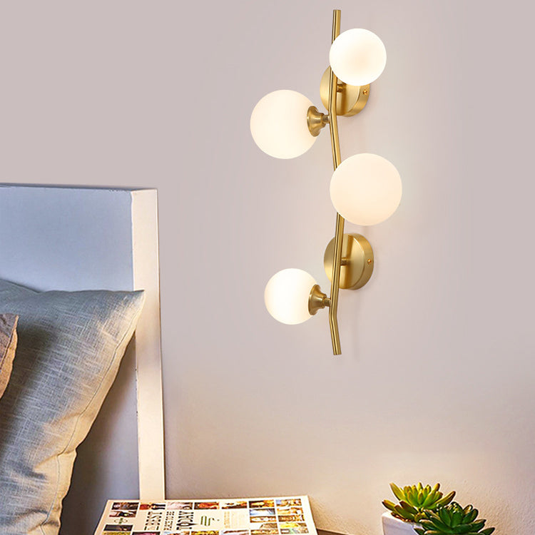 Gold Spherical Copper Glass Shade 4-Light Wall Sconce Lamp