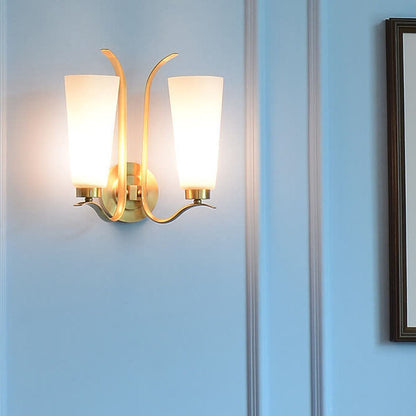 European Light All Copper Glass 1/2-Light Wall Sconce Lamp