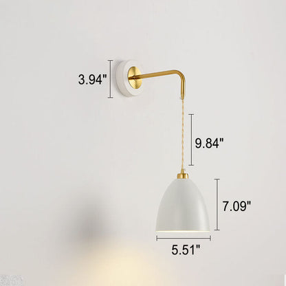 Minimalist Pure Black White Iron 1-Light Wall Sconce Lamp