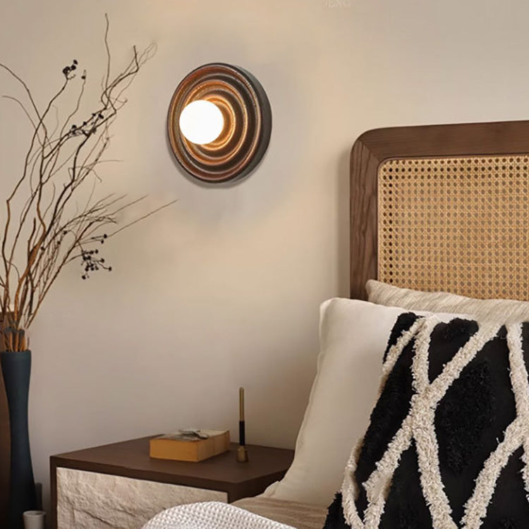 Japanese Ring Glass Ball Shade 1-Light Wall Sconce Lamp