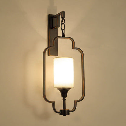 Classical Iron Frame Square Round 1-Light Wall Sconce Lamp