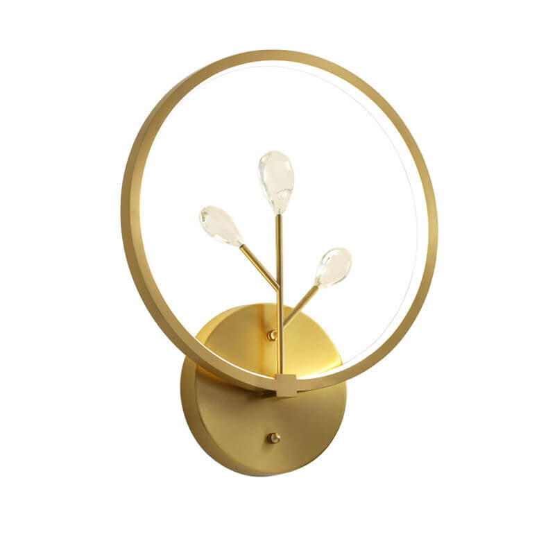Brass Crystal Tree Branch Circle LED Wall Sconce Lamp
