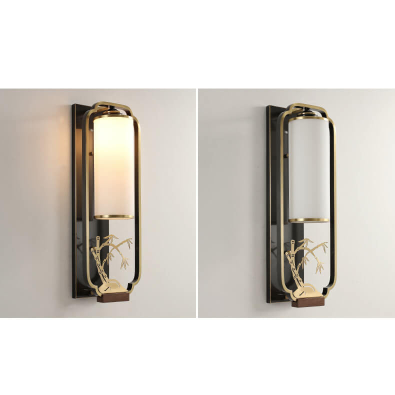 New Copper Glass Column Ring 1-Light Wall Sconce Lamp