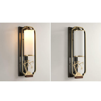 New Copper Glass Column Ring 1-Light Wall Sconce Lamp