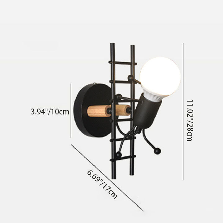 Little People Climbing Stairs Iron 1-Light Wall Sconce Lamp