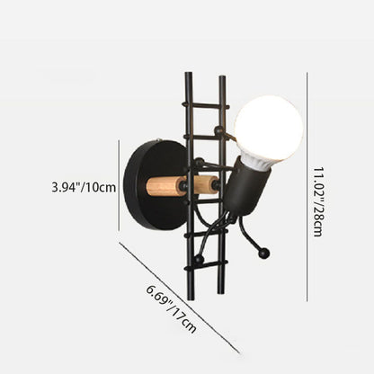 Little People Climbing Stairs Iron 1-Light Wall Sconce Lamp