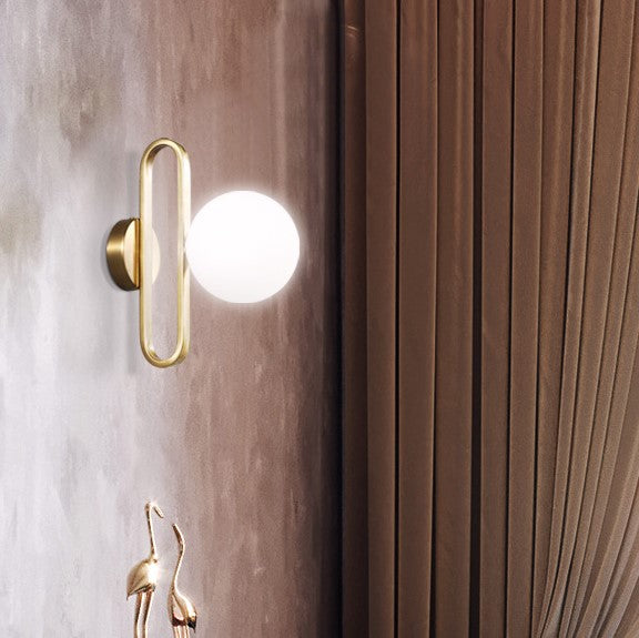 Simplicity Glass Shade Iron Ring 1-Light Wall Sconce Lamp