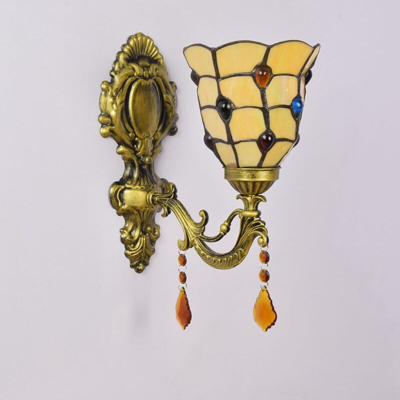 Tiffany Crystal Glass Pendant 1-Light Wall Sconce Lamp