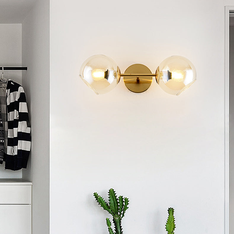 Nordic Iron Glass Ball Strip 2-Light Wall Sconce Lamp