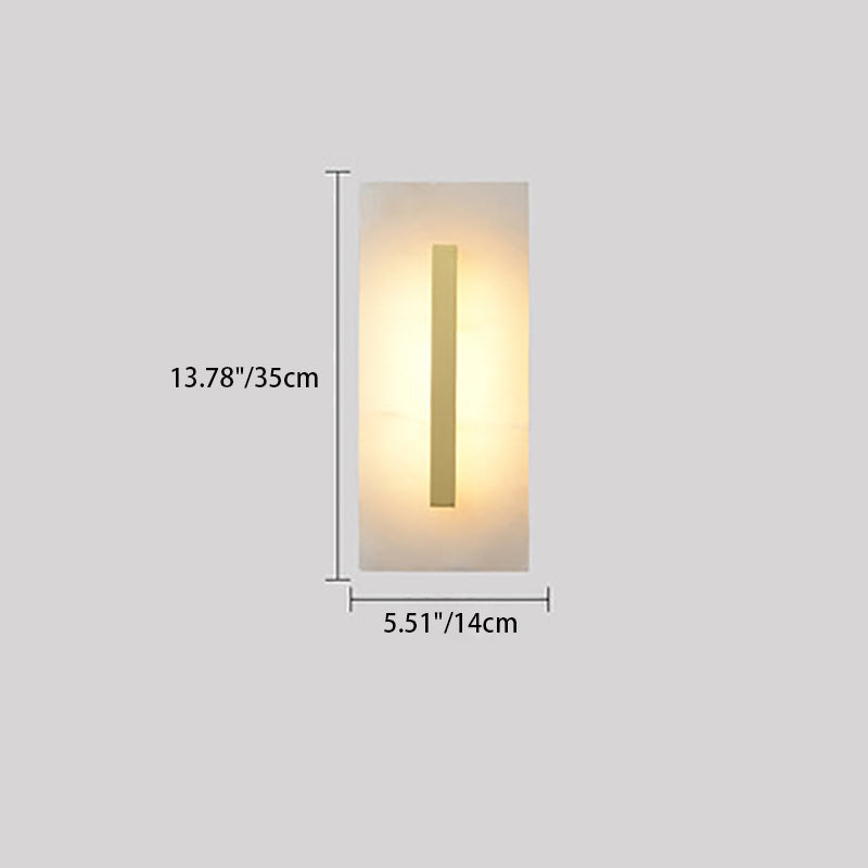 Chinese Marble Square Brass 1-Light LED Wall Sconce Lamp