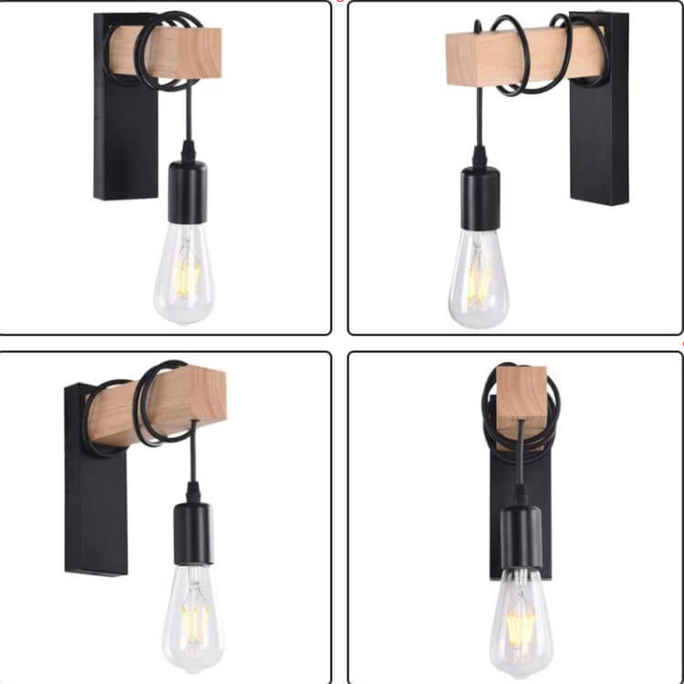 Plastic Wooden Lampshade 1-Light Wall Sconce Lamp