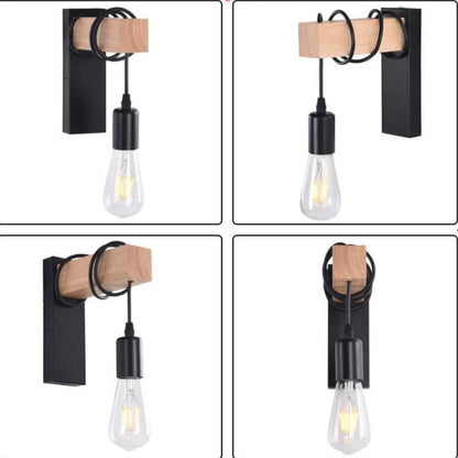 Plastic Wooden Lampshade 1-Light Wall Sconce Lamp