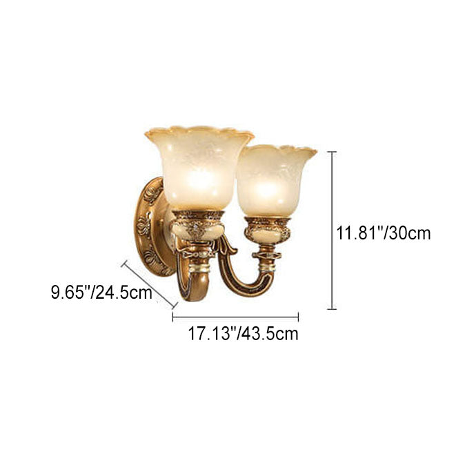Flower Cup Iron Resin Glass 1/2 Light Wall Sconce Lamp