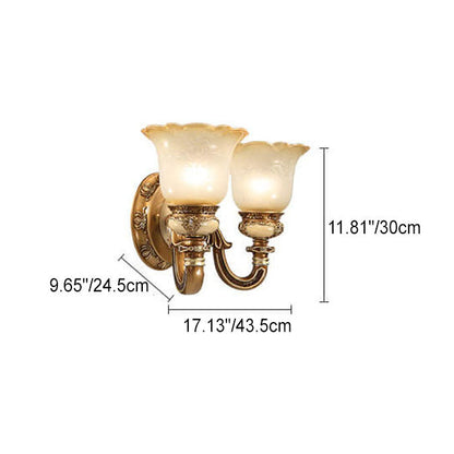 Flower Cup Iron Resin Glass 1/2 Light Wall Sconce Lamp