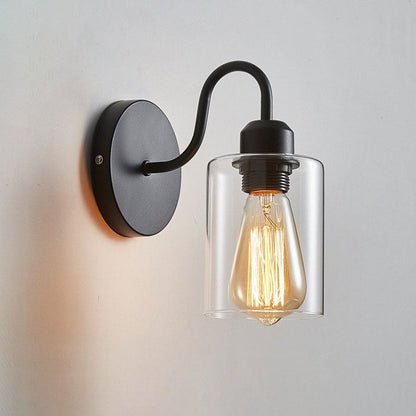 Vintage Industrial Iron Glass 1-Light Wall Sconce Lamp