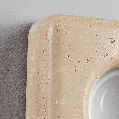 Retro White Travertine Square Shade LED Wall Sconce Lamp