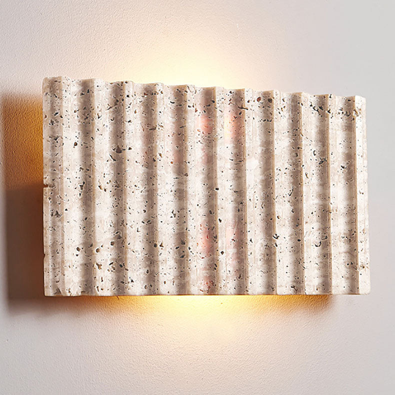 Grille Beige Travertine Rectangle 1-Light Wall Sconce Lamp
