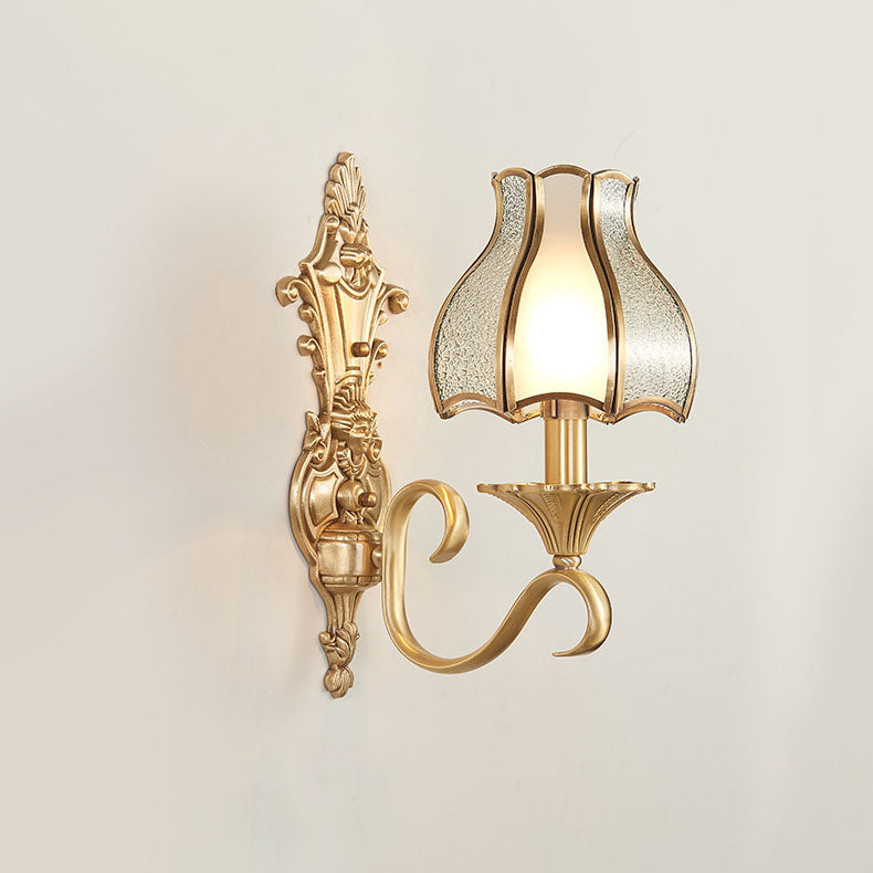 European Light Copper Glass 1/2-Light Wall Sconce Light