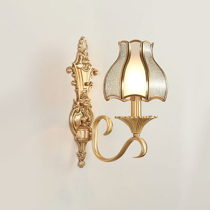 European Light Copper Glass 1/2-Light Wall Sconce Light