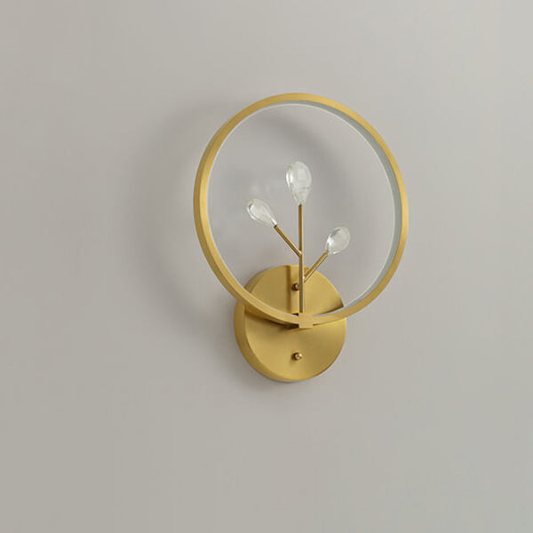 Brass Crystal Tree Branch Circle LED Wall Sconce Lamp