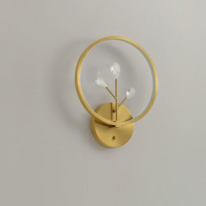 Brass Crystal Tree Branch Circle LED Wall Sconce Lamp