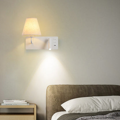 Simplicity Aluminum Fabric Cone 1-Light Wall Sconce Lamp