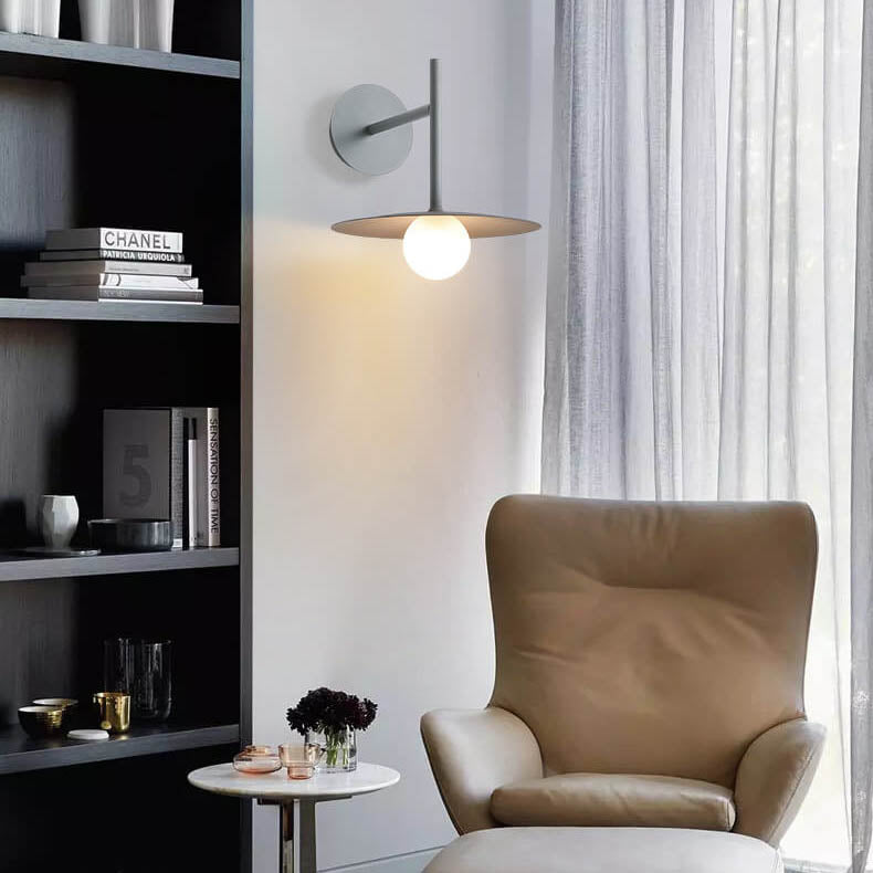 Solid Color Round Hardware Glass 1-Light Wall Sconce Lamp