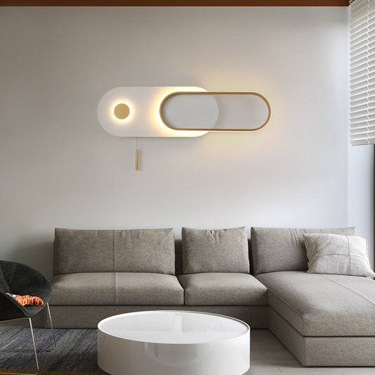 Modern Minimalist Oval Iron Acrylic LED Wall Sconce Lamp