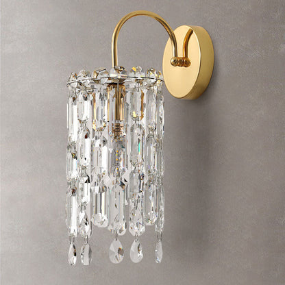 Gold Dazzling Prismatic Crystal 1-Light Wall Sconce Lamp