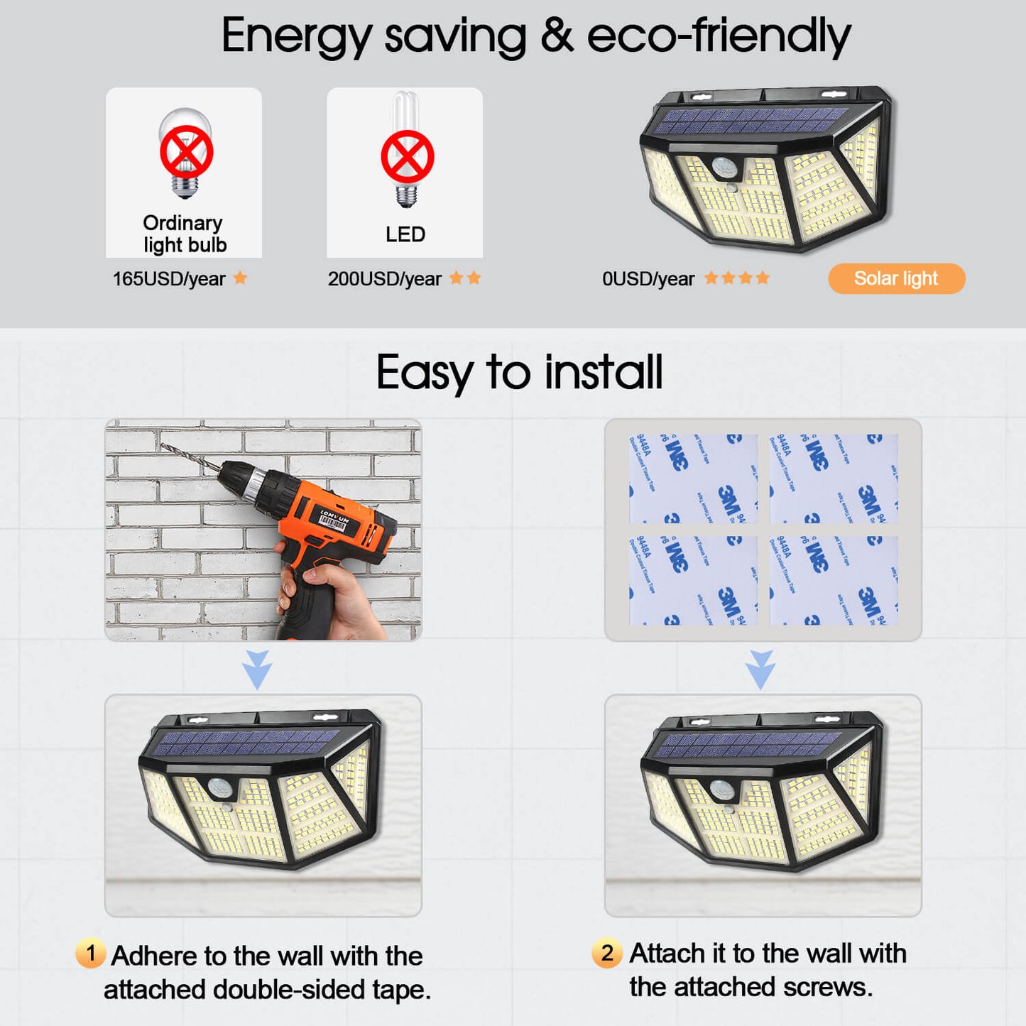 Solar Trapezoid Outdoor Waterproof Wall Sconce Lamp