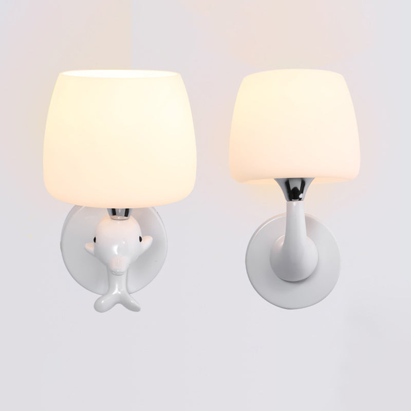 Dolphin Metal Resin Glass 1/2 Light Wall Sconce Lamp