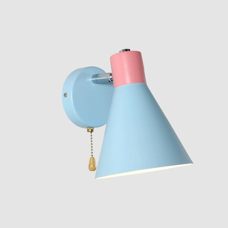 Iron Blue Cone Shade 1-Light Reading Wall Sconce Lamp