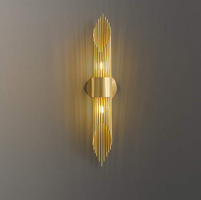 Cylindrical Copper Acrylic 2-Light Wall Sconce Lamp