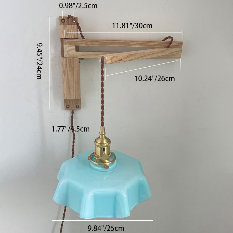 Eclectic Beam Pleated Glass Shade 1-Light Wall Sconce Lamp