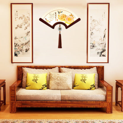Chinese Elements Shade Wooden Edge LED Wall Sconce Lamp