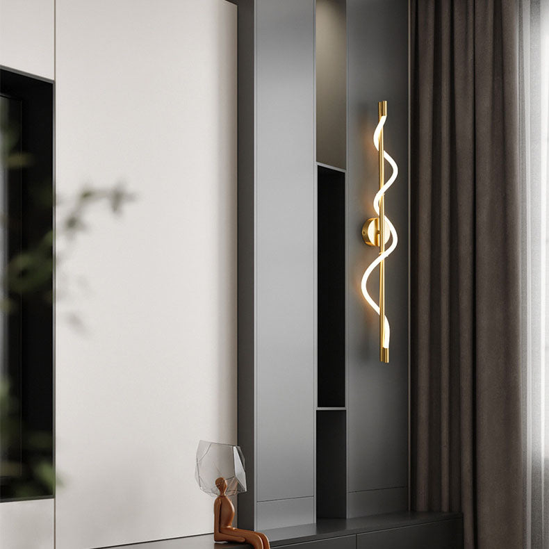 Cylinder Wave Stripe Copper Acrylic LED Wall Sconce Lamp