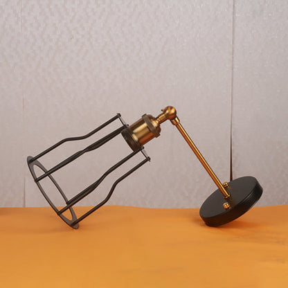 Industrial Round Iron Cage 1-Light Wall Sconce Lamp