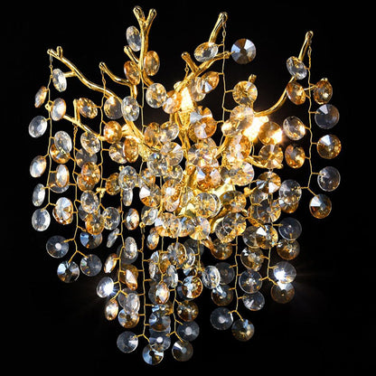 Aluminum Crystal Branch Bead 2/3 Light Wall Sconce Lamp