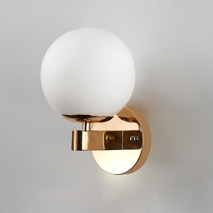 Scandinavian Orb Shade Iron Base 1-Light Wall Sconce Lamp