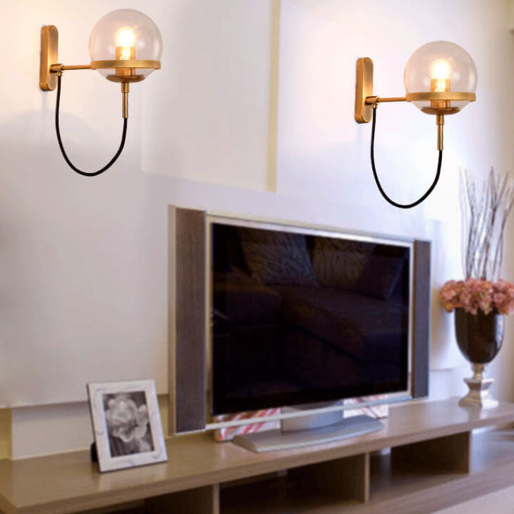 Round Electroplated Copper Glass 1-Light Wall Sconce Lamp
