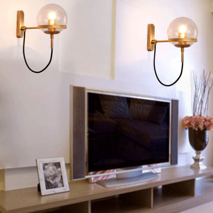 Round Electroplated Copper Glass 1-Light Wall Sconce Lamp