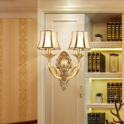 Hexagonal Wheat Copper Glass 1/2 Light Wall Sconce Lamp